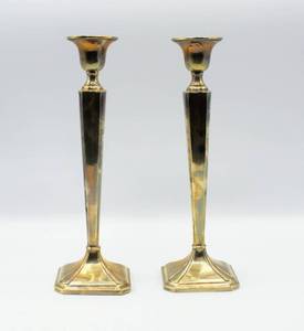 lot 5972 image: Pair of M. Fred Hirsch Vintage Sterling Silver Candlesticks 10 Tall