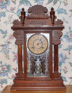 lot 5979 image: Antique 19th c. Girard Eight Day Clock Ansonia Clock Company