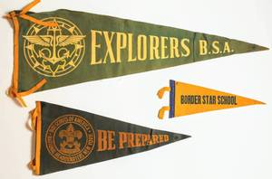 lot 6154 image: 3 Vintage Boyscouts Felt Pennants