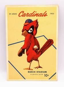 lot 6157 image: 1955 St. Louis Cardinals Scorecard Busch Stadium