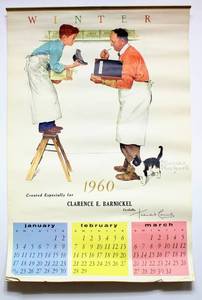 lot 6160 image: 1960 Norman Rockwell Four Seasons Calendar - includes 4 Brown & Bigelow Prints