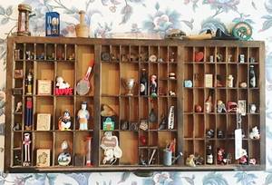 lot 6180 image: Printers Tray Collectibles Display Shelf - FULL of Miniature Collectibles - Must See