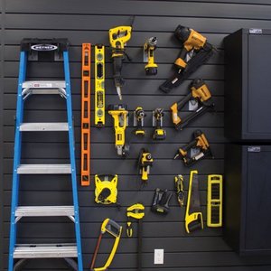 lot 70 image: Proslat 88105 Heavy Duty PVC Slatwall Garage Organizer, 8-Feet by 4-Feet Section, Charcoal