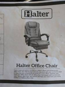 lot 74 image: Halter Reclining Leather Office Chair - Modern Executive Adjustable Rolling Swivel Chair Headrest with Retractable Footrest (Black)