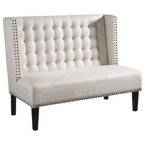 lot 76 image: Signature Design by Ashley - Beauland Accent Settee - Contemporary Chic - Nalihead Trim - Off-White