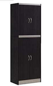 lot 81 image: Hodedah 4 Door Kitchen Pantry with Four Shelves, Chocolate