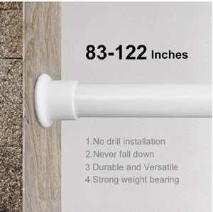 lot 87 image: JimmLoo Room Divider Tension Curtain Rod - 83-122 Inches Adjustable Curtain Tension Rods White