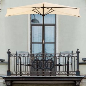 lot 88 image: Pure Garden Half Round Patio Umbrella, 9 ft. Steel, Tan