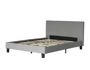 lot 104 image: US Pride Furniture Fabric Upholstery Platform Bed with Wooden Slats, Full, Grey