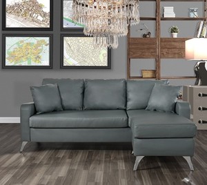 lot 107 image: Divano Roma Furniture Bonded Sectional, Light Grey