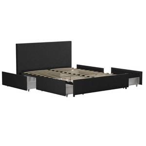 lot 109 image: Full Size Kelly Upholstered Bed with Storage Dark Gray Linen - Novogratz