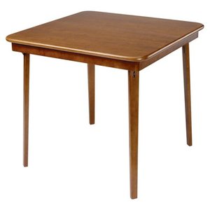 lot 244 image: Stakmore Straight Edge Folding Card Table Finish is Fruitwood