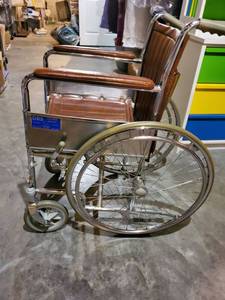 lot 5222 image: DRS Brown Leather Wheel Chair.