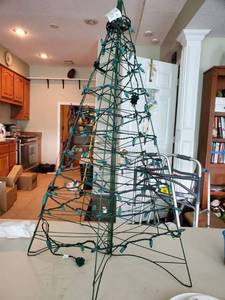 lot 5228 image: Metal Framed Christmas Tree with Lights. Tested and Working
