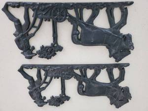 lot 6079 image: Lot of 2 Cast Iron of a Plowing Farmer