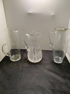 lot 7470 image: Three Vintage Glass Pitchers