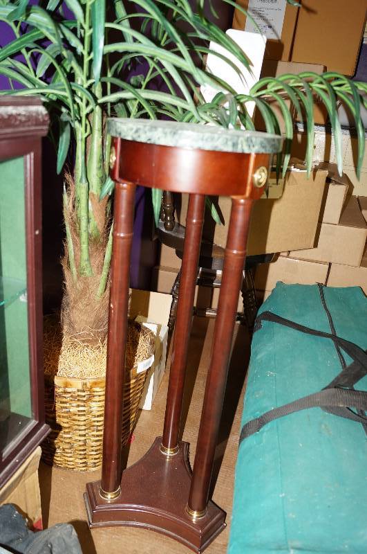 lot 1123 image: Marble Top Plant  Fern Stand  Plant Stand  Woodchuck  Corndog  apple - what ever you want