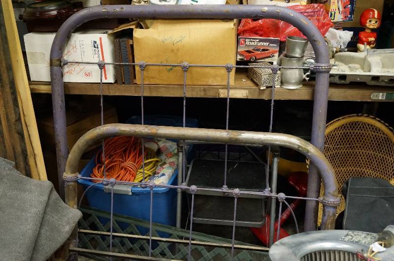 lot 5294 image: Antique iron bed with side rails
