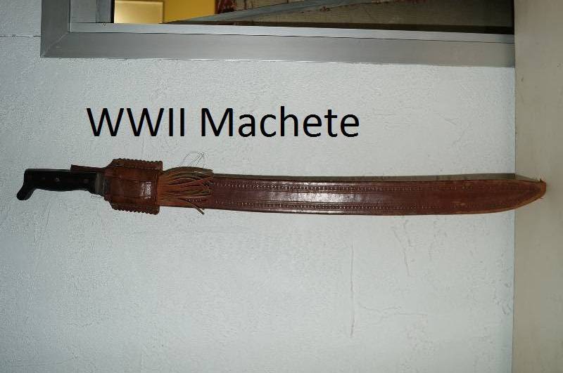 lot 250 image: WWII Machete with leather scabbard - The real deal here