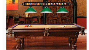 lot 435 image: GSE Games & Sports Expert 4.6 out of 5 stars  18Reviews 59 Hanging Billiard Light for 7ft8ft9ft Pool Tables - (4 Lamp Shades Available) (Red Lamp Shade)
