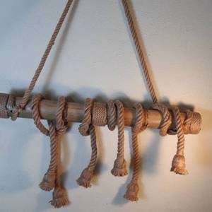 lot 439 image: Light Natural Rope Pendant Celling Lamp Hanging Light Fixture for Indoor Warehouse Barn in natural wood