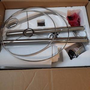 lot 441 image: brushed steel floor lamp with white shade