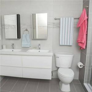 lot 445 image: AmazonBasics AB-BR816-SN Bathroom Hardware Set, 4 Piece, Satin Nickel