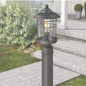 lot 454 image: Emliviar 1-Light Outdoor Post Light, Exterior Post Lantern in Black Finish with Seeded Glass, 1803CW2-P
