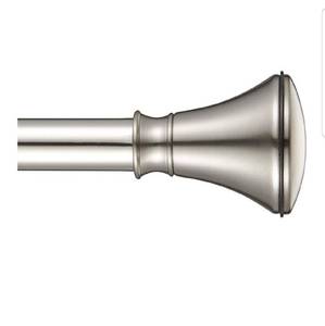 lot 457 image: Vimayta 1 inch Curtain Rod with High Waist Horn Finials, Curtain Rod 36-72 inches, Drapery Rod Decorative Window Treatment, Brushed Nickel