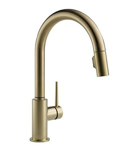 lot 474 image: Delta Faucet Trinsic Single-Handle Kitchen Sink Faucet with Pull Down Sprayer and Magnetic Docking Spray Head, Champagne Bronze 9159-CZ-DST