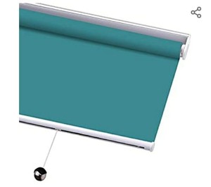 lot 477 image: Blackout Window Shades, Premium Free-Stop Cordless UV Protection Custom Metallic Gold Roller Blinds, 39 W x 36 L,Lake Blue