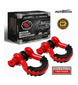 lot 479 image: AUTMATCH Shackles 34 D Ring Shackle (2 Pack) 41,887Ib Break Strength with 78 Screw Pin and Shackle Isolator & Washers Kit for Tow Strap Winch Off Road Towing Accessory Jeep Vehicle Recovery Red