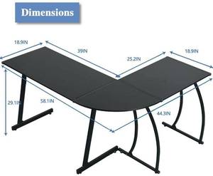 lot 1239 image: GreenForest L-Shaped Corner Desk, 3-Piece, Black, GameHomeWritingOffice