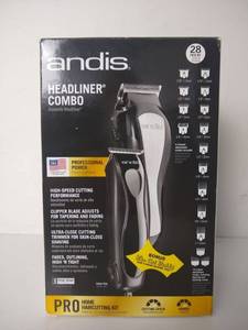 lot 75013 image: Andis Headliner Combo Haircutting Kit, Black, 28-Piece Kit with Bonus The Cut Buddy