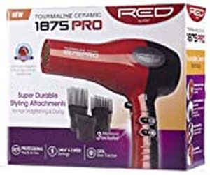 lot 75015 image: Red by Kiss 1875 Pro Watt Ceramic Tourmaline Hair Dryer with 4 Additional Styling Attachments