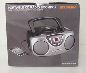 lot 75021 image: Sylvania SRCD243M Portable CD Boom Box with AMFM Radio - Black