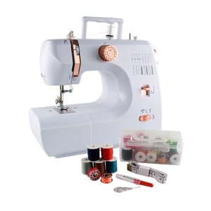 lot 75064 image: Michley Inspiration 700w 16-Stitch Sewing Machine (White and Gold) with Sewing Kit