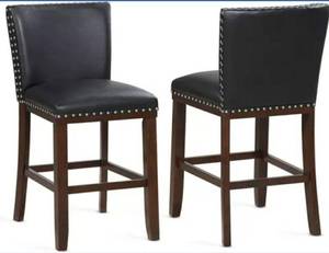 lot 75089 image: Tiffany 24 in. Navy Contemporary Counter Stools (Set of 2)