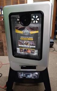 lot 90212 image: Pit Boss Hammer Tone 2 Electric Vertical Smoker (needs cheap parts)