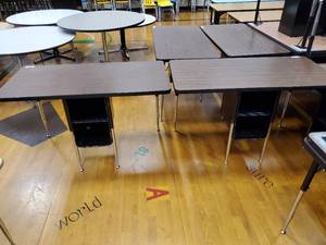 lot 206 image: Lot of 2 Two Student Desks with Double Book Compartment 24 in  x 48 in