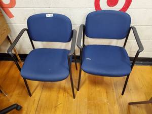 lot 140 image: 2 Blue Padded Waiting Room Chairs