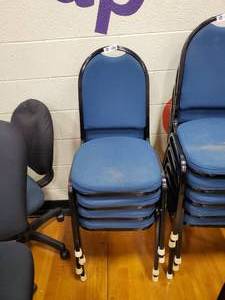 lot 147 image: Stack Of 4 Blue Padded Desk Chairs