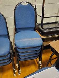 lot 148 image: Stack Of 5 Blue Padded Desk Chairs