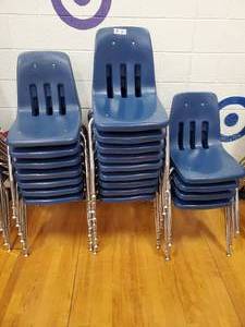 lot 161 image: Lot of 20 Blue Childrens School Chairs