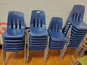 lot 163 image: Lot of 28 Blue Childrens School Chairs