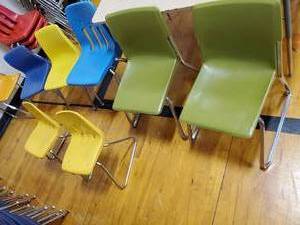 lot 165 image: Lot of Varied Colored Childrens School Chairs