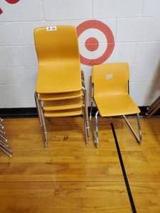 lot 166 image: Lot of 5 Orange Preschool Chairs