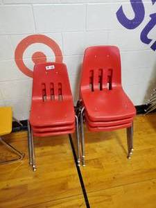 lot 167 image: Lot of 6 Red Childrens School Chairs
