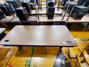 lot 176 image: Brown Computer Desk With Cable Management Cutouts 72 in x 30 in