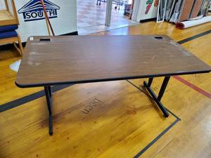 lot 178 image: Brown Computer Desk With Cable Management Cutouts 60 in x 30 in